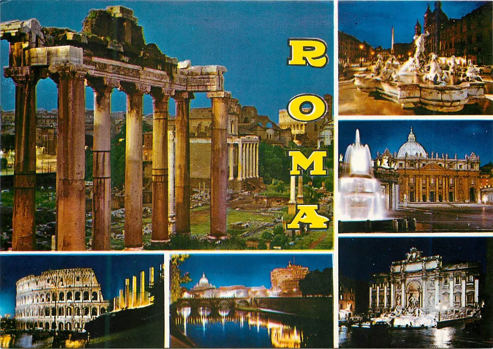 Roma — vista noturna dos monumentos — Plurigraf Terni n°483 - Frente