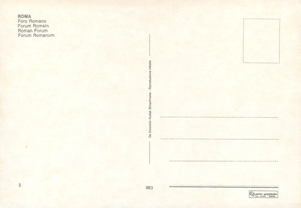 Roma — Fórum Romano — paema-graphicolor, n° 963 - Verso