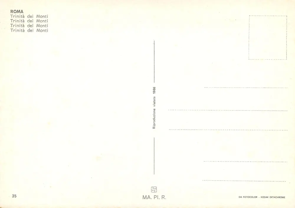 Roma - Trinità dei Monti — MA. PI. R. n°35 - Verso