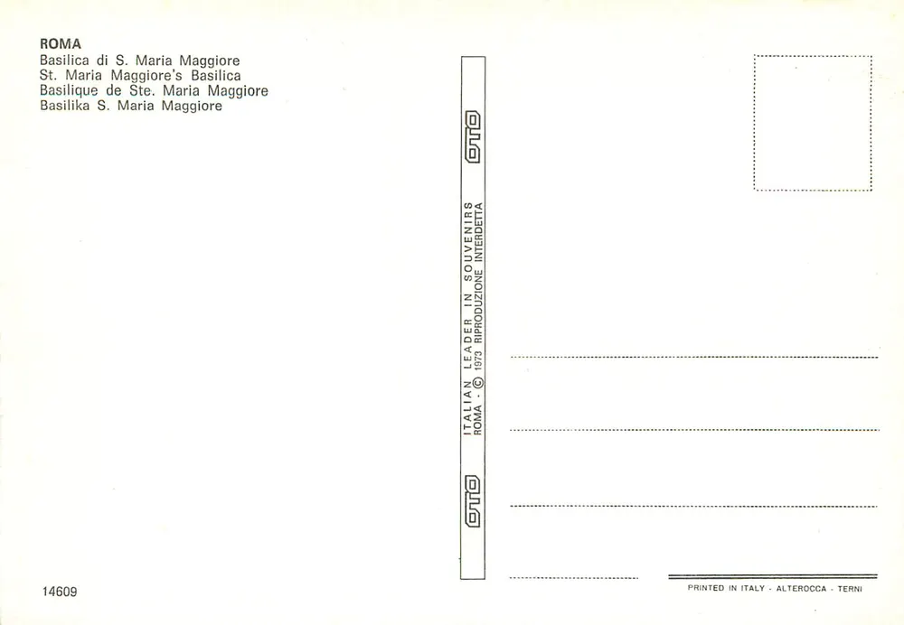 Basílica de Santa Maria Maior — Roma — editor OTO, n° 14609 - Verso