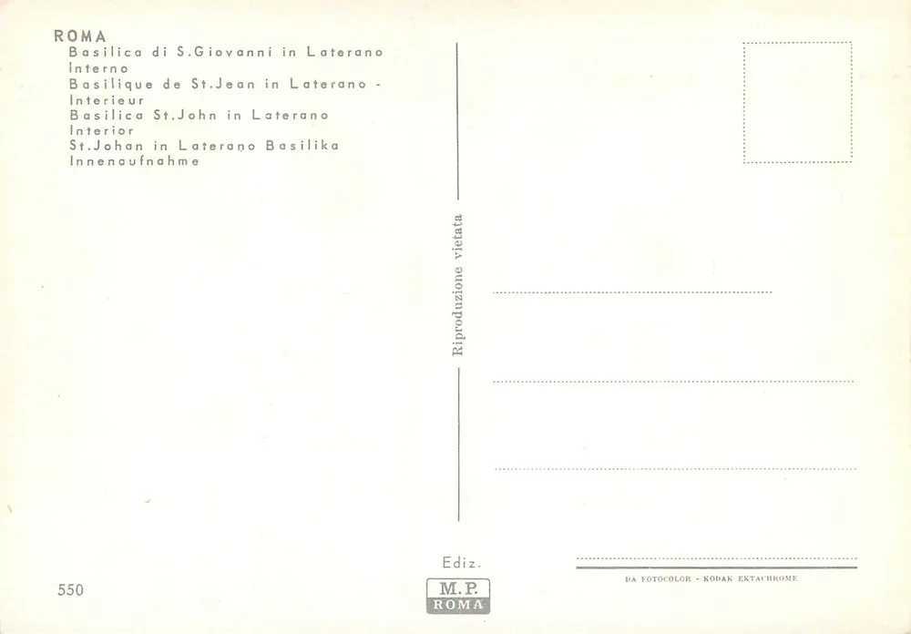 Basílica de São João de Latrão — Interior — M.P. Roma n°550 - Verso