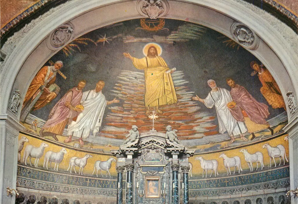 Basílica dos Santos Cosmas e Damiano — Mosaico da abside (século VI) — Alterocca Terni - Frente