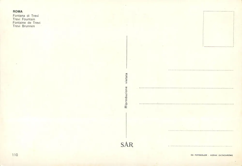 ट्रेवी की फ़ॉन्टेन — रोमा — S.A.R. संख्या 110 - पीछे