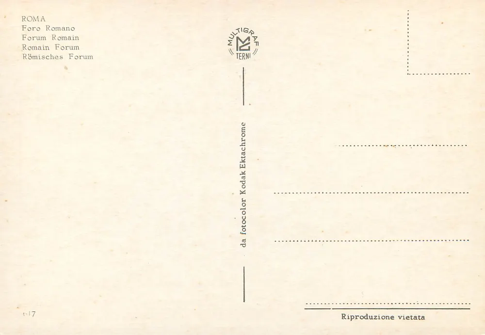Fórum Romano — vista aérea — MULTIGRAF TERNI n°17 - Verso