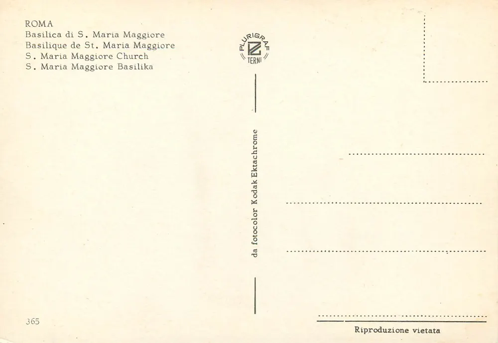 Roma — Basílica de Santa Maria Maior — Plurigrafe Terni n°365 - Verso