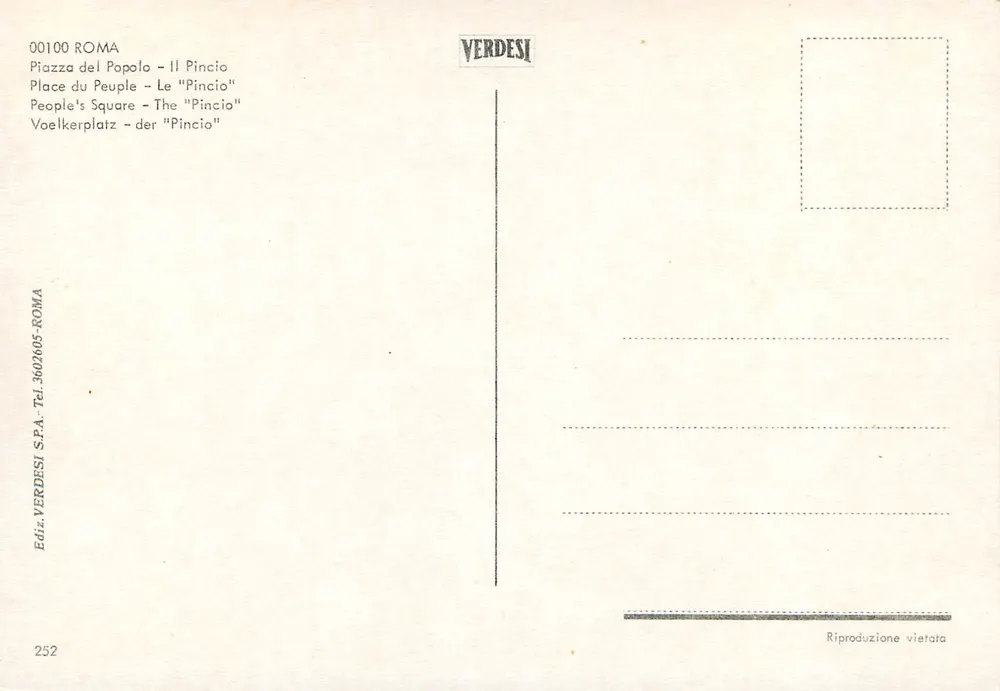 Piazza del Popolo — O Pincio — Verdesi - Verso