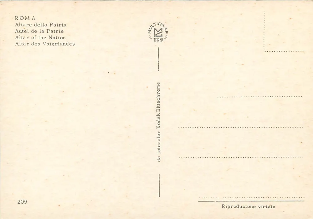 Roma - Altare della Patria — Multigrave Terni n°209 - Verso