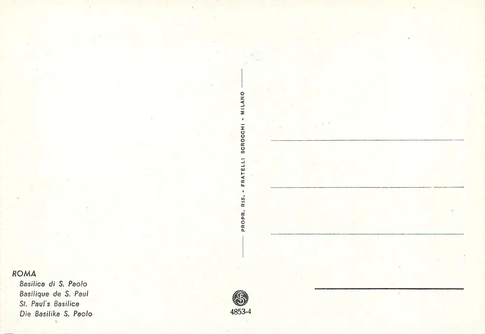 Basílica de S. Paulo — Roma — Fratelli Scroochi, Milão, n° 4853-4 - Verso
