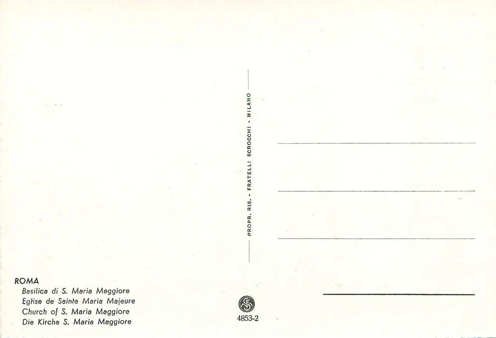 Basílica de Santa Maria Maior — Roma — editor Fratelli Scrocchi, n° 4853-2 - Verso