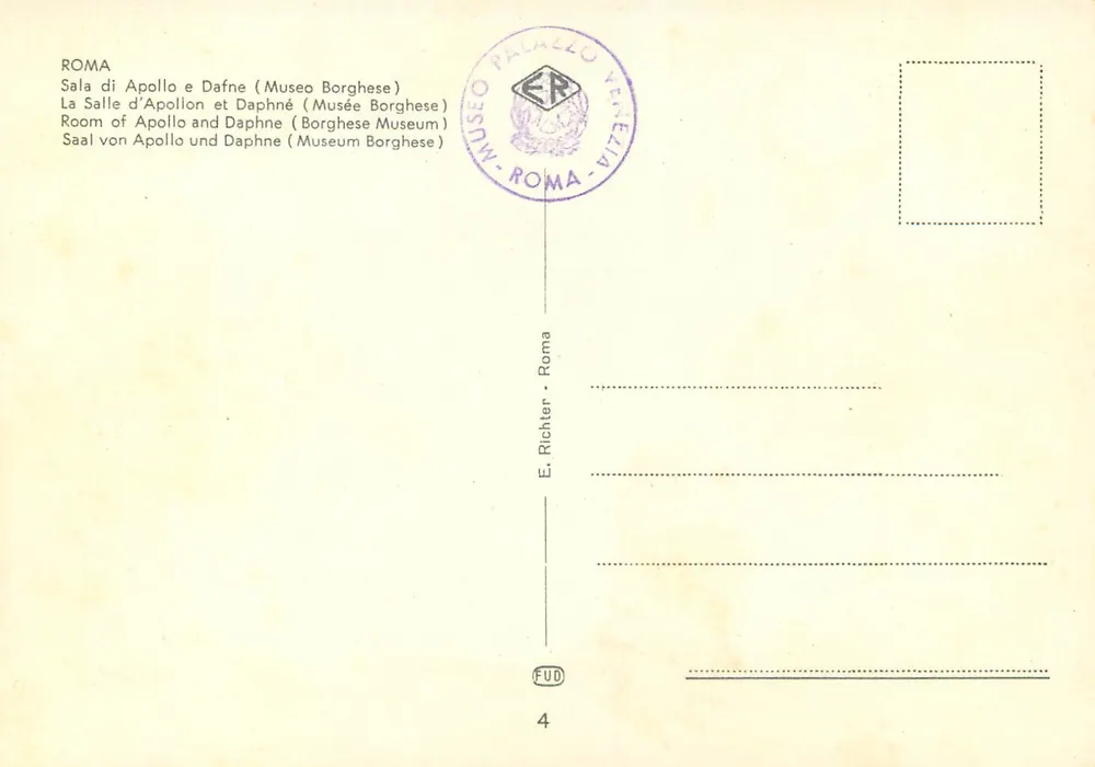 Sala de Apolo y Dafne — Museo Borghese — Editor E. Richter, n°4 - Reverso