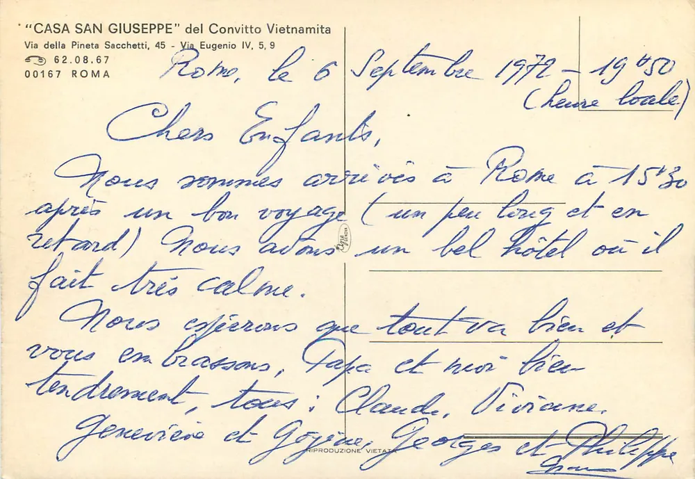 Casa San Giuseppe del Convitto Vietnamita — Roma — editor 'Riproduzione Vietata' n° 00167 - Verso