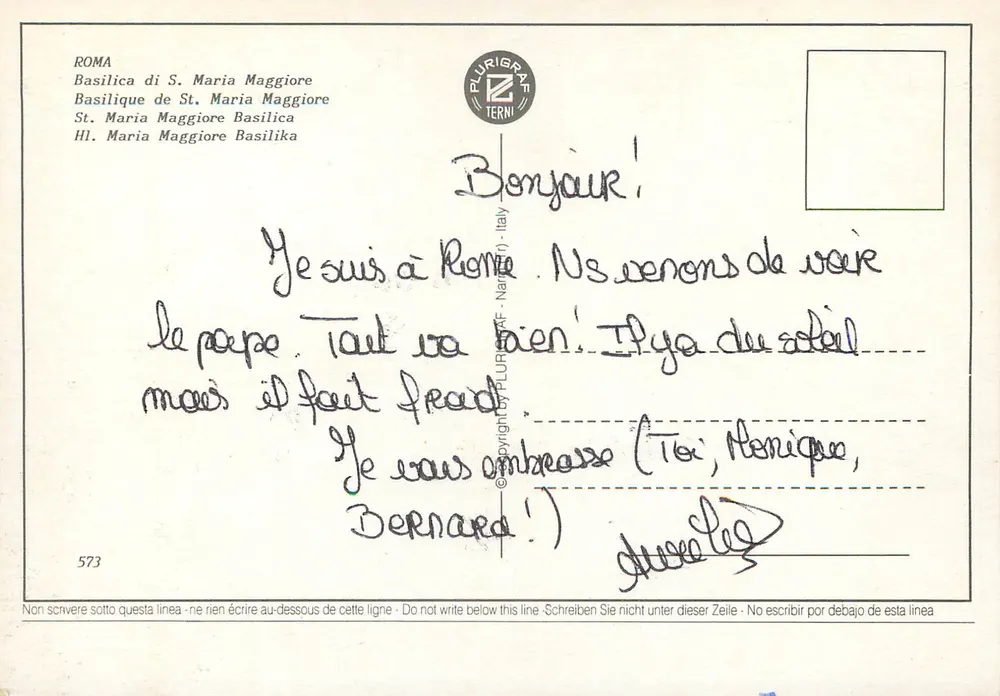Roma — Basílica de Santa Maria Maior — Plurigraf (n° 573) - Verso