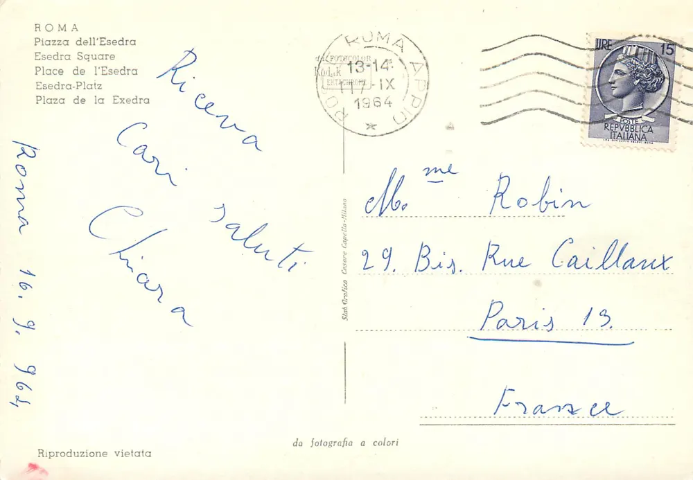 Piazza dell'Esedra — Roma — Stah Gráfico Cesare Capello-Milano - Verso
