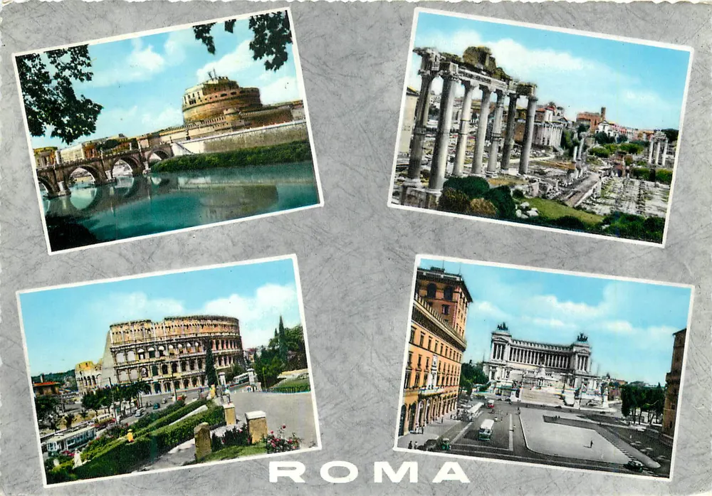 Roma — vista de quatro monumentos — editor Kodak - Frente