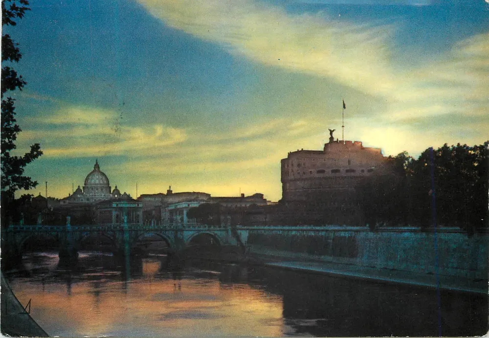 Vista del atardecer sobre el Tíber cerca del Castillo de San Ángel — Edición Italia Turística - Anverso