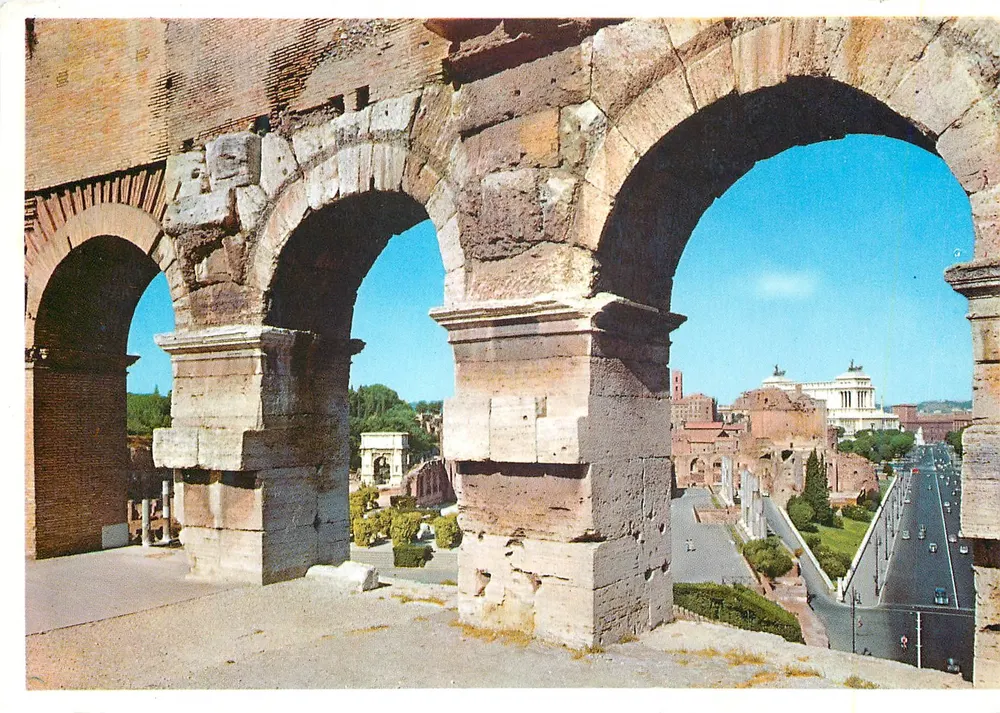 Widok łuków Colosseum w Rzymie — wydawca ALTEROCCA TERNA, nr A 1109 - Awers