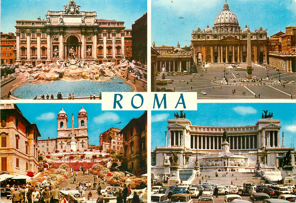 Roma — view da Fontaine de Trevi, da Basílica de São Pedro, do Trinità dei Monti e do Vittoriano — Tecnofraf spa - Frente