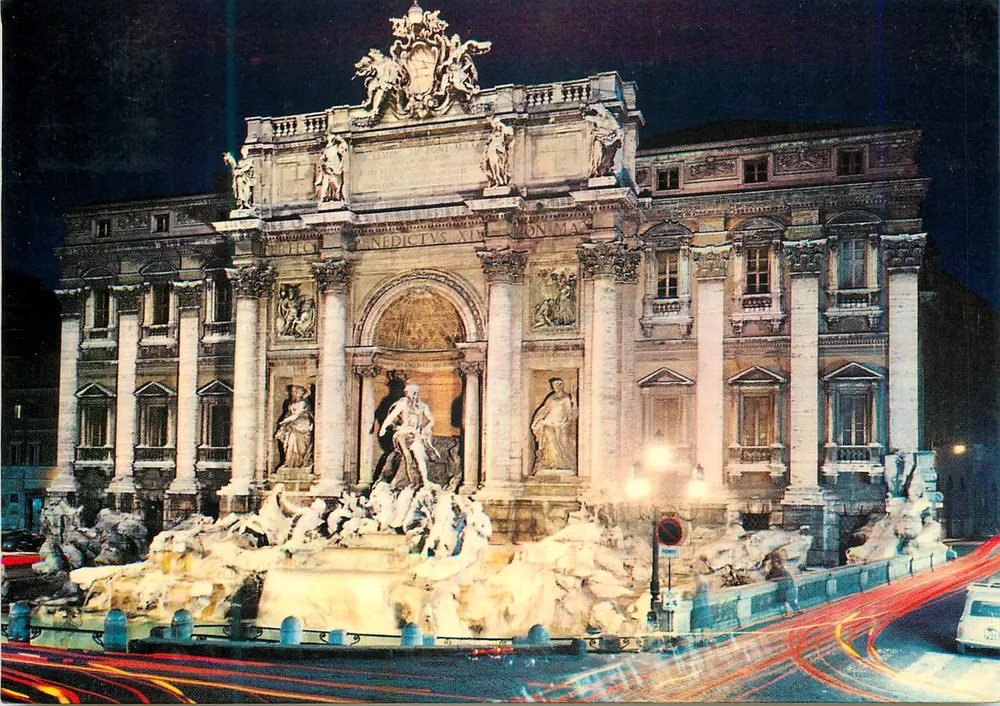 Fontana di Trevi (di notte) — Roma — edizione Kodak Ektachrome, n. 597 - Recto
