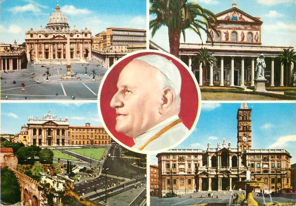 Cidade do Vaticano — Vista panorâmica com retrato de Pio XII — editor GTO, n° 23640 - Frente
