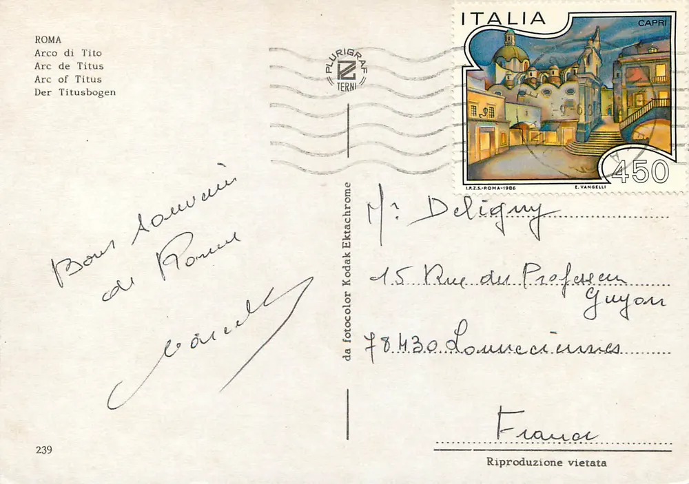 Arco de Tito — Roma — editor Plurigrav Terni, n° 239 - Verso