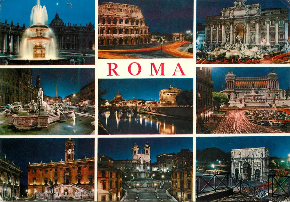 Roma — vista noturna dos monumentos — Ediz. SO.VE.STA. - L. 50 - Frente