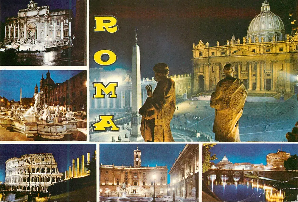 Roma — vista noturna dos monumentos — editor Plurigérat - Frente