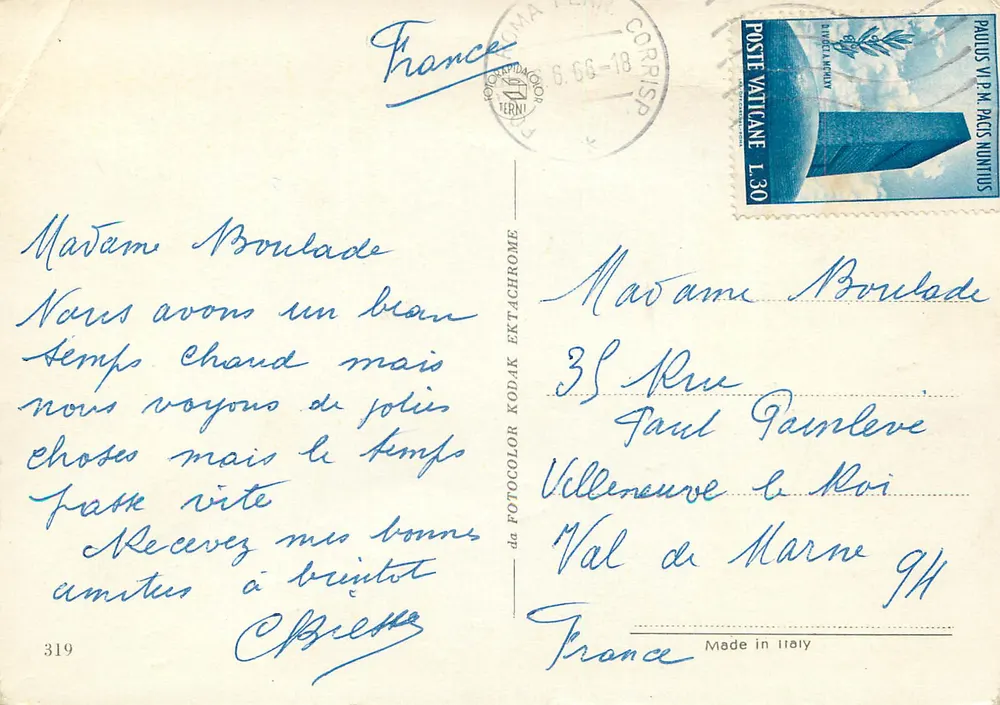 Saudações de Roma — collage de monumentos romanos — Poste Vaticane - Verso