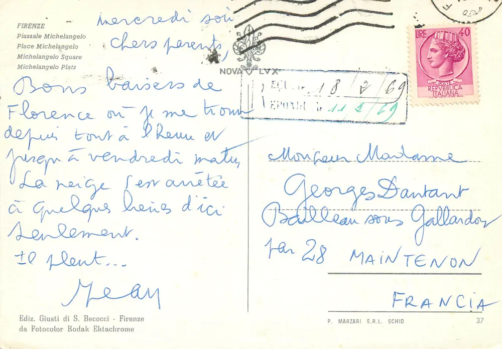 Piazza Michelangelo — Florença — Ed. Giusti di S. Becocci - Verso