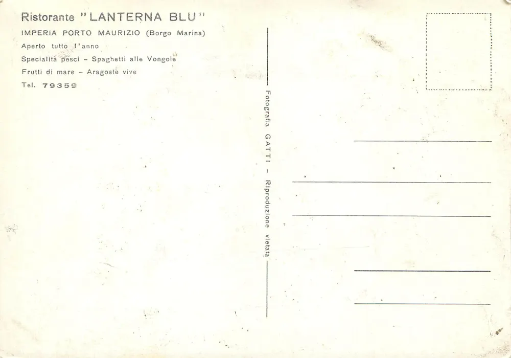 Ristorante "Lanterna Blu" — Imperia Porto Maurizio (Borgo Marina) — Éditeur GATTI - Verso