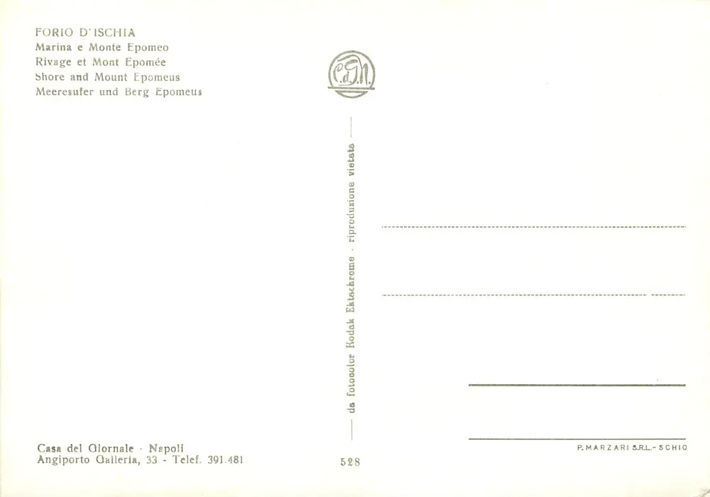 Forio d'Ischia — Port i Wzgórze Epomeo — P. Marzari S.r.l. - Schio - Rewers