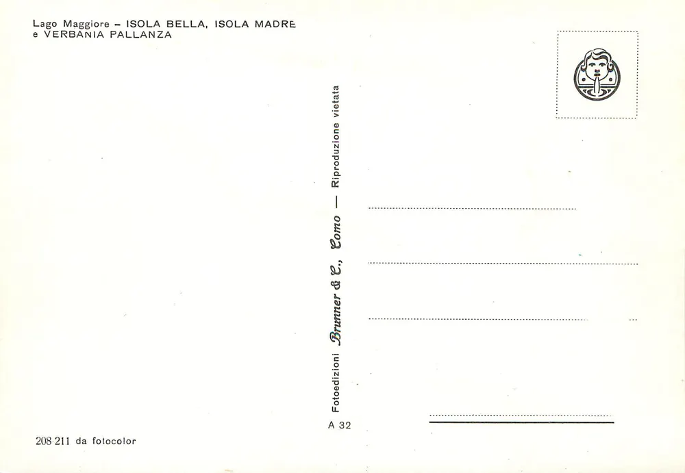 Lago Maggiore — Isola Bella, Isola Madre und Verbania Pallanza — Brummer & C., Como - Rückseite