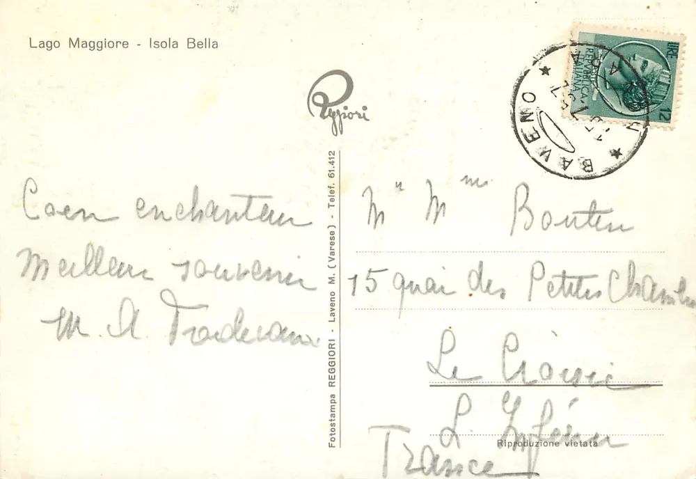 Lago Maggiore - Isola Bella — panoramische uitzicht — Fotostampa Reggiori, n° 412 - Achterkant