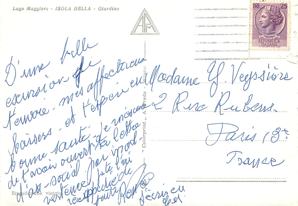 Isola Bella - Giardino — reproduction — A. Preda, Milano - Verso