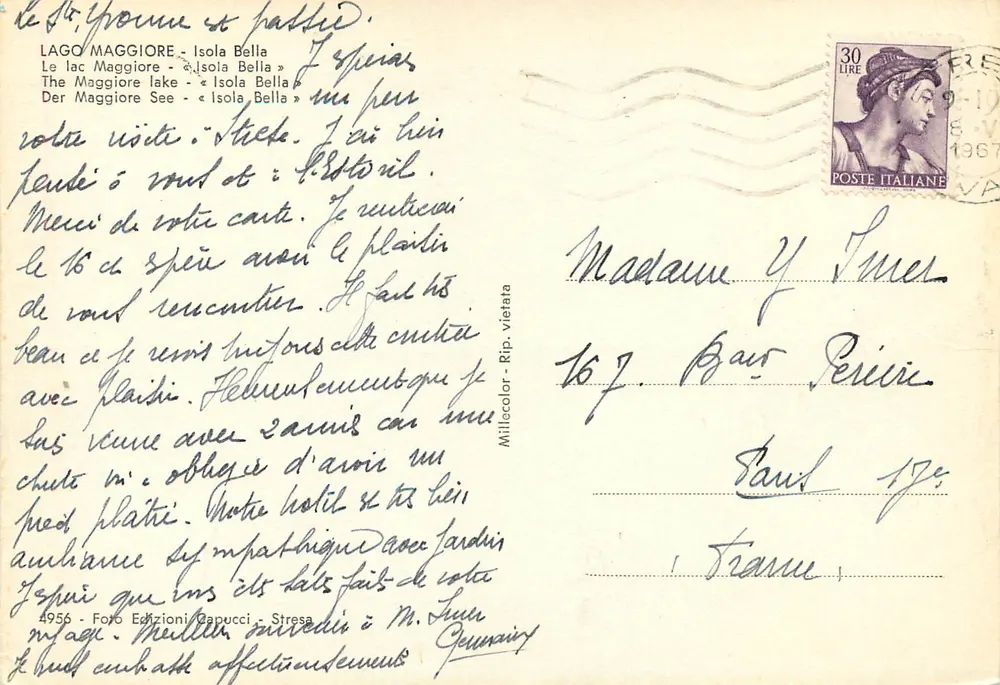 Lago Maggiore — Ilha Bella — Edições Dapucci, série 4956 - Verso