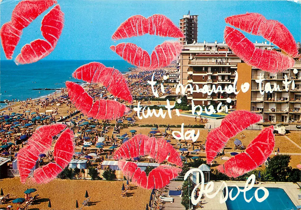 Jesolo — spiaggia animata con baci — Ed. Mag. Favalli, n° 0286 - Recto