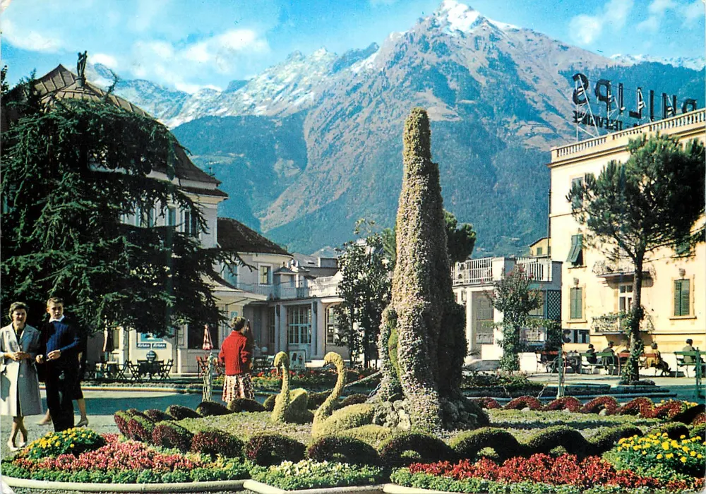 Merano - Passeggiata — vista colorida — Reprodução Merano-Meran, N. 39 - Frente