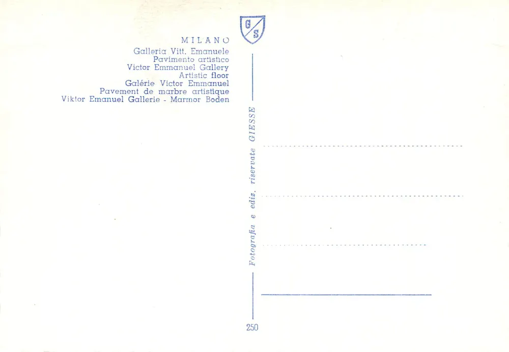 Milano — Galerie Vittorio Emanuele — GIESSE 250 - Achterkant
