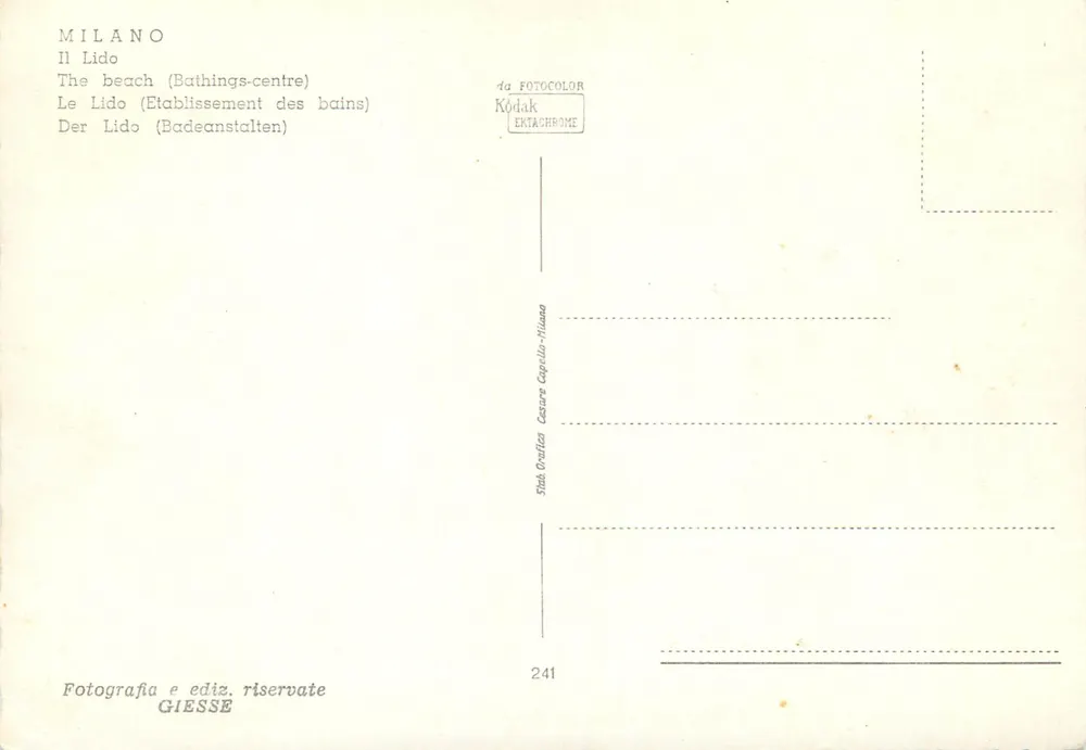 Milano - Il Lido — centro di bagni — GIESSE n°241 - Verso