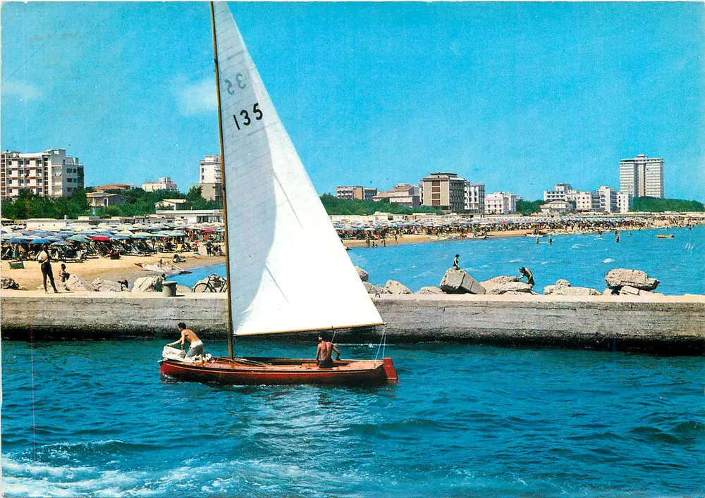 Porto canale e spiaggia — Milano Marittima — Wyd. Fratelli Leonardi-Ravone, nr 1807 - Awers