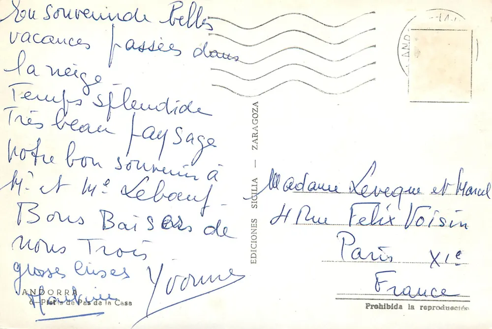 Andorra - Pèris de Pas de la Casa — Edizioni Sicília - Zaragoza - Verso