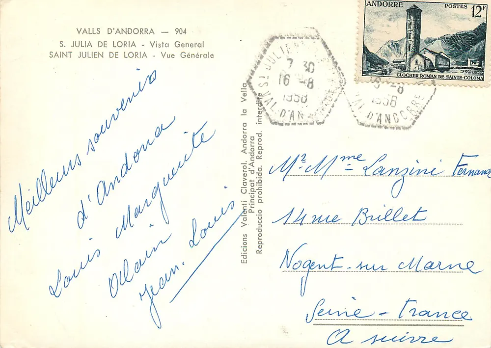 Saint Julien de Loria — Vista Geral — Edições Valenti, Andorra - Verso