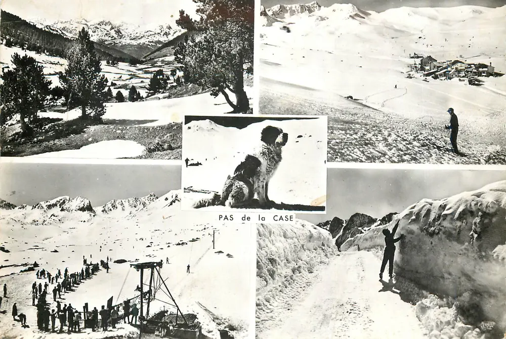 Pas de la Casa — Vale de Envalira — Vista Geral do Pas de la Casa nevado — Sté das Cartas Postais APA — Andorra - Frente