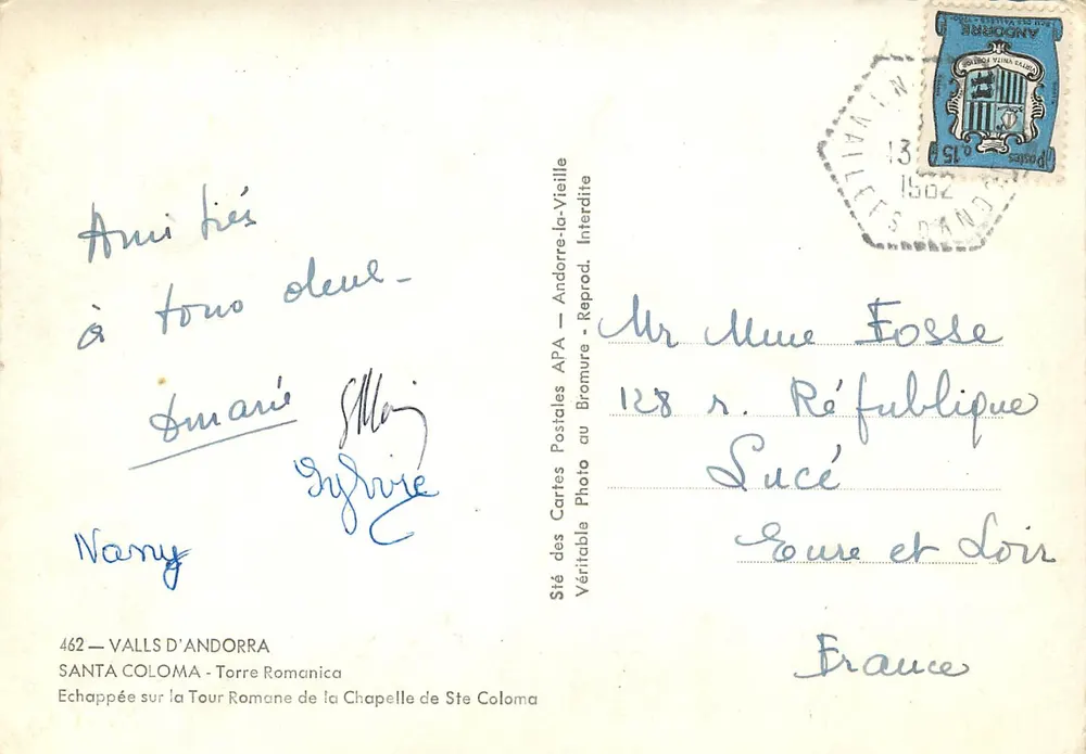 Santa Coloma — romanische Turm der Kapelle von St. Coloma — APA Postkartenfirma — Bramure - Rückseite