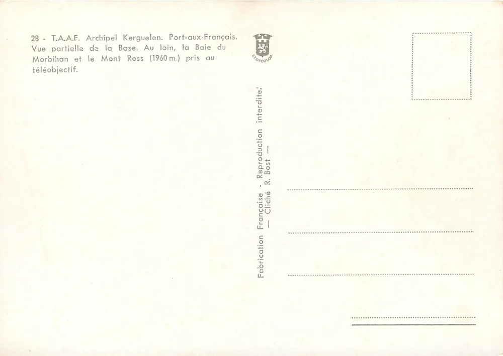 Basis von Port-au-Français — Archipel Kerguelen — Mount Ross (1960 m) im Hintergrund - Rückseite