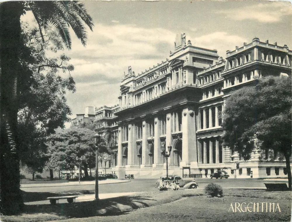 Palácio dos Tribunais — Buenos Aires, sua capital — Impreso en Argentina, Año del Libertador General San Martín, 1950 - Frente