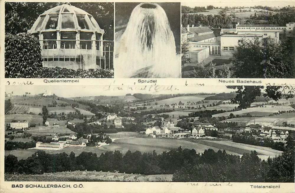 Bad Schallerbach, O.Ö. — Quellentempel, Sprudel, Neues Badehaus — Totalansicht - Frente