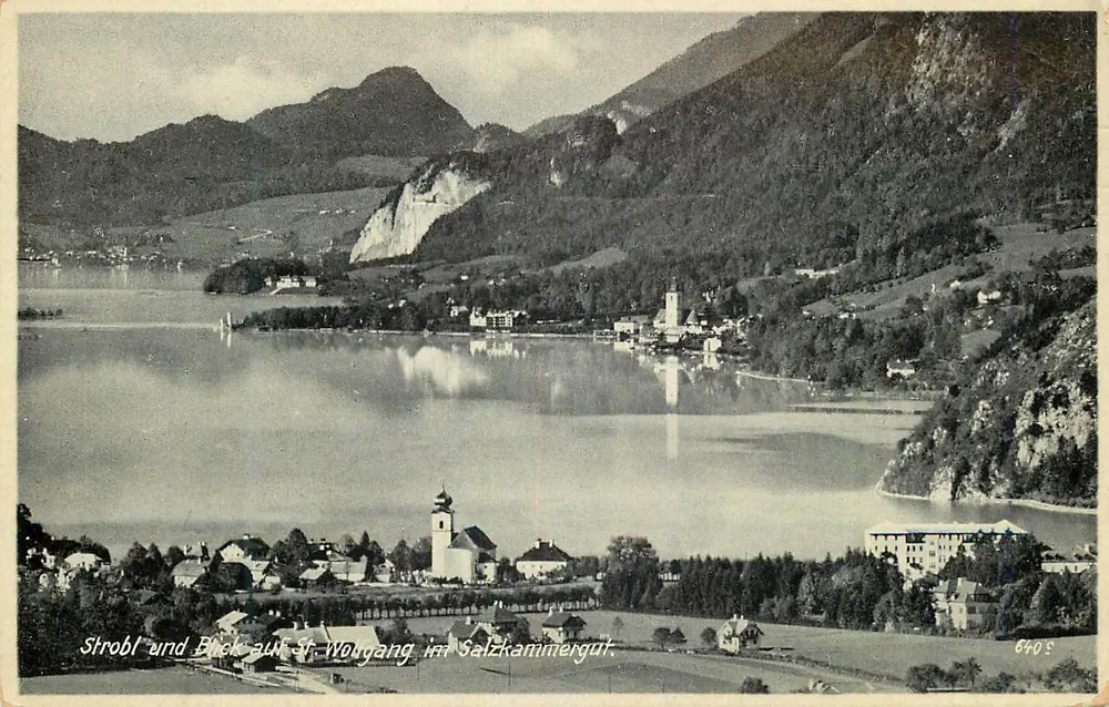 Strobl e vista de St. Wolfgang no Salzkammergut — Bräch Rährendt Photo Verlag, n° 6465 - Frente