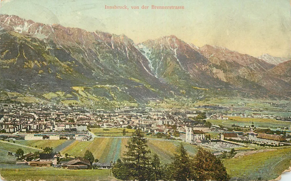 Innsbruck, von der Brennerstrasse — vista panorâmica — editor desconhecido, número de série não visível - Frente