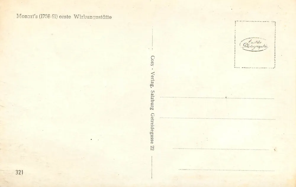Casa natal de Mozart — Salzburgo — Cosy-Verlag - Verso