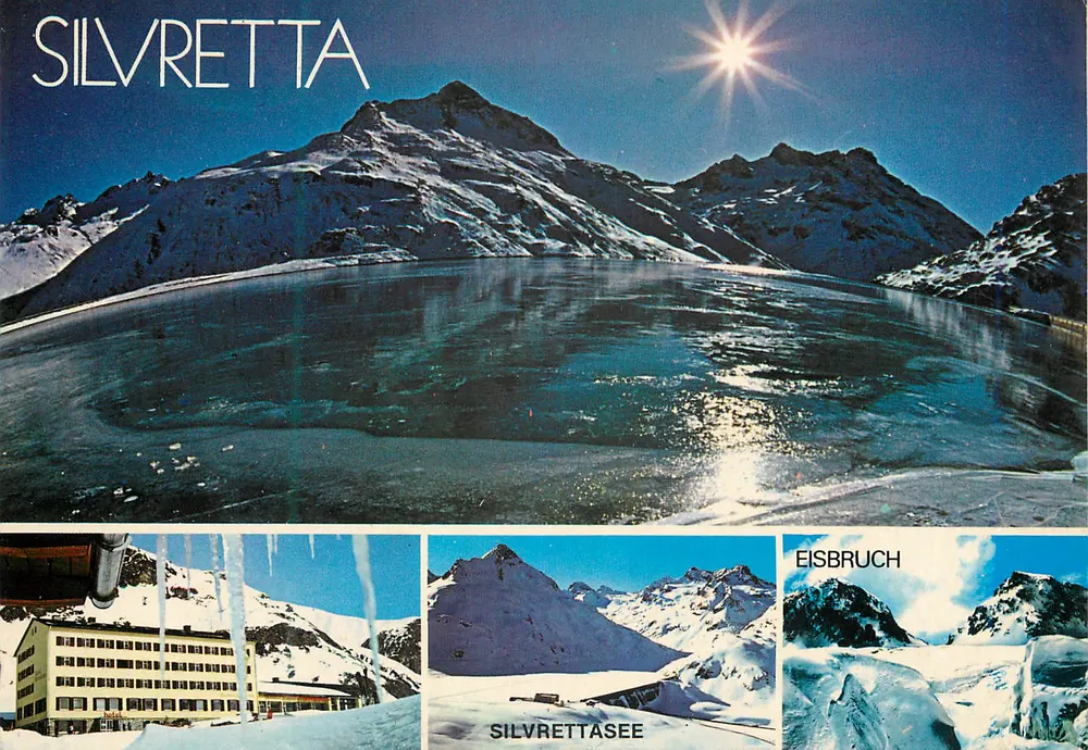 Silvretta — Lago gelado e montanhas nevadas — editor não visível - Frente
